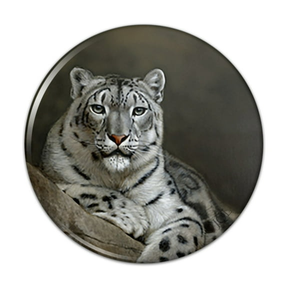 Snow Leopard on Ledge Pinback Button Pin