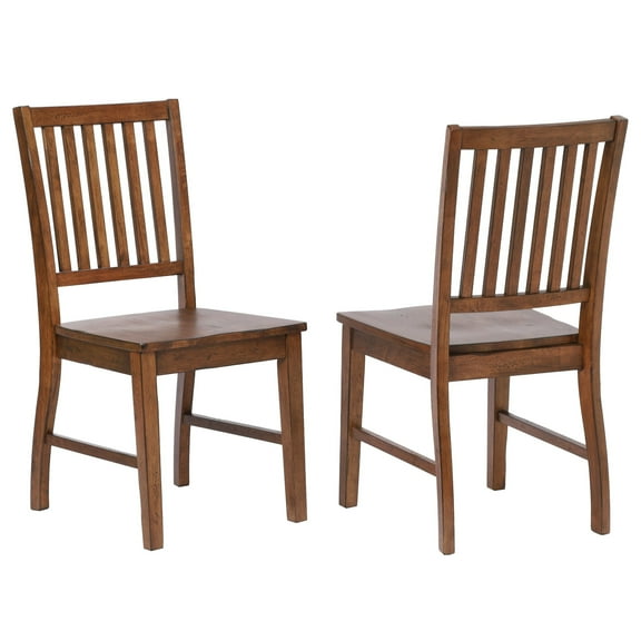Sunset Trading Simply Brook 18" Brown Wood Slat Back Dining Chairs (Set of 2)