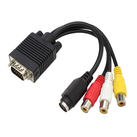 Universal VGA To AV S Video Adapter Cable Compatibles TVs Projectors And Home Theater Systems