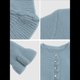 thumbnail image 4 of Suéter Tipo Cárdigan Corto para Mujer, Moderno, con Cuello Redondo, Volantes, Larga, Botones, Prendas de Punto. Azul L, 4 of 6