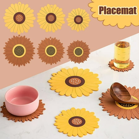 

WodoFoxo Table Mat Placemats Sunflower Non-slip Heat Insulation Soft Waterproof Mat