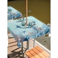 thumbnail image 2 of Outdoor Tablecloth with Umbrella Hole for Patio/Picnic/Party/Camping, Coastal Anchor Blue Waterproof Table Cloth Square Cover Washable, Summer Beach Nautical Coral Starfish (54"x 54"), 2 of 8