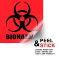 thumbnail image 3 of Biohazard Warning Label, 6" x 6", Pack of 12 Labels, Coated Paper, Red-Orange Universal Biohazard Symbol Sticker, Self-Adhesive, 3 of 7