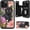 Black Cat Flower, variant on Case for iPhone 16 Pro Case Wallet Case with Card Holder, PU Leather Kickstand Double Magnetic Clasp Shockproof Cover Case for iPhone 16 Pro 6.3" 2024, Beach Coconut