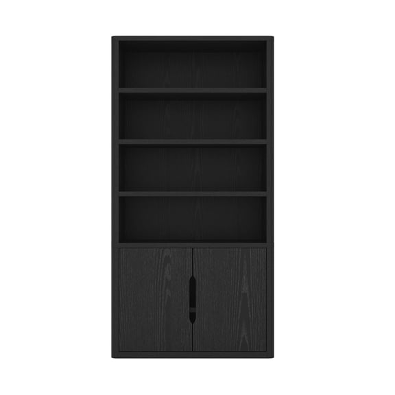 Rivington Modern 40" Bookcase Cabinet in Black (4-Shelf)