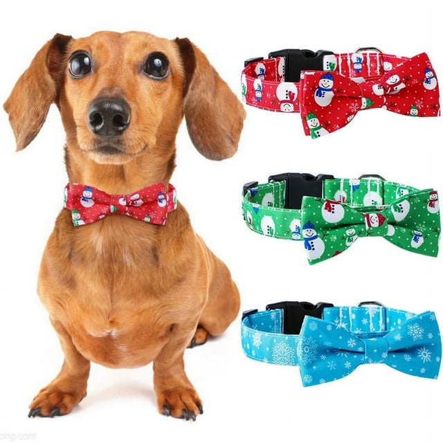 POINTERTECK Christmas Nylon Dog Collars With Bow Tie For Small/Medium/Large Pets