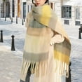thumbnail image 2 of Yuanlong Winter Scarves Block Color Print Long Big Warm Fringed Shawls Wraps Warm soft Capes Lady Plaid Blanket Scarf, 2 of 3