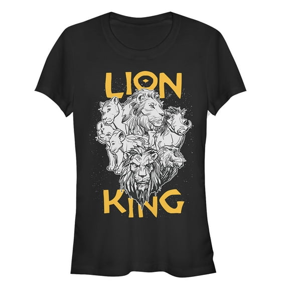 Junior's Lion King Animal Kingdom Crew  Graphic Tee Black Medium