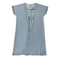 thumbnail image 3 of Ichuanyi Women's Button V-neck Medium Length Denim Short Sleeve Dress, 3 of 6