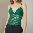 thumbnail image 2 of Lixiuxyad Casual Tank Tops Women Contrast Lace Trim Crop Tank Top Sexy Vintage Spaghetti Strap Camisole Summer Streetwear(Green L), 2 of 5