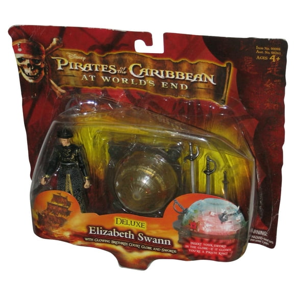 Pirates of The Carribean Deluxe Elizabeth Swan (2007) Zizzle Figure w/ Glowing Brethren Court Globe and Swords - (Dented Plastic)