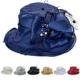 thumbnail image 5 of VISALY Derby Hats Bonnet for Sleeping | Wide Brim Church Hats for Women Fascinators Tea Party Hat Church Womens Sun Hats Wide Brim Wide Brimmed Sun Hats for Women Teal Fascinators, 5 of 5