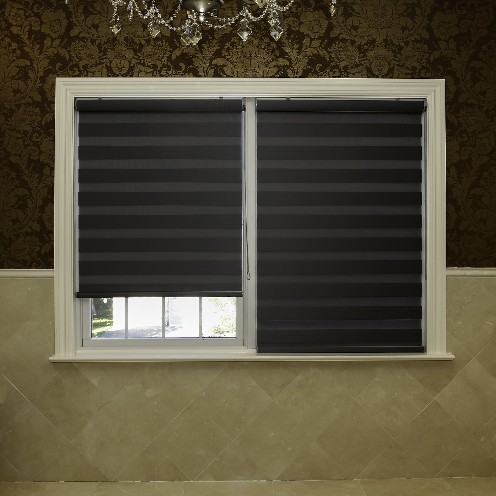 Quality Home Blackout Duo Roller Shade Grey 26"W x 64"L Walmart