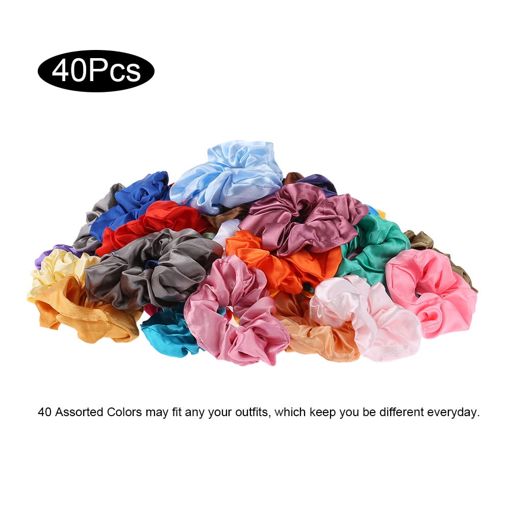 40pcs Silk Hair Scrunchies Satin Elastic Hair Bands Scrunchy Hair