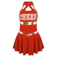 thumbnail image 6 of YEAHDOR Girls Cheerleading Uniform Sleeveless Letters Printed Hollow Back Dress Dancewear Red 10, 6 of 7