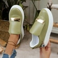 thumbnail image 2 of Womens Platform Walking Shoes Metallic Leather Height Increasing Slip on Fashion Sneakers Casual Work Flats Loafers, 2 of 6