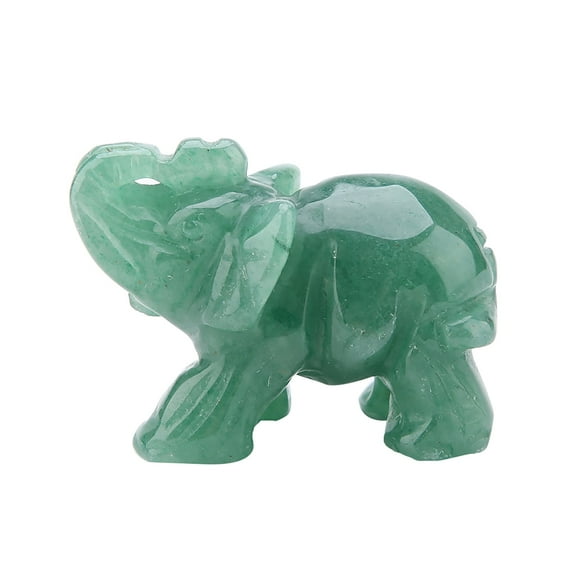 Carved Elephant Shaped Decor Natural Jade Figurine Stone Elephant Home Decor, Green