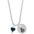 thumbnail image 1 of Delight Jewelry Silvertone Small Long Blue Heart Silvertone Script Initial Disc - & - Charm Necklace, 20"+3", 1 of 4