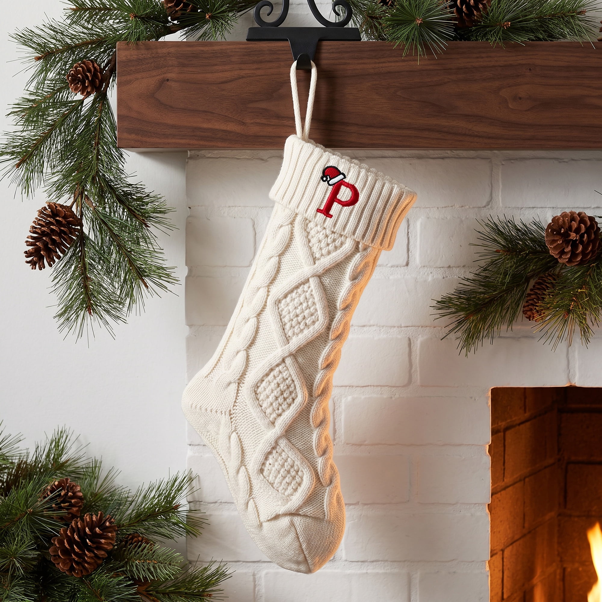 Unique Bargains Canine Bone Christmas Stocking Luxury Puppy Holiday Keepsake Sack Letter P 17"