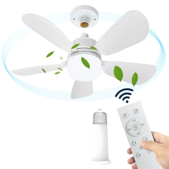 Watfal 19.7" Ceiling Fans with Lights, Dimmable Flush Mount Light with Remote Control, 3 Colors and 4 Wind Speeds, Quiet Fan Lamp Air Circulator E26/27 Screw in for Modern Room 26W