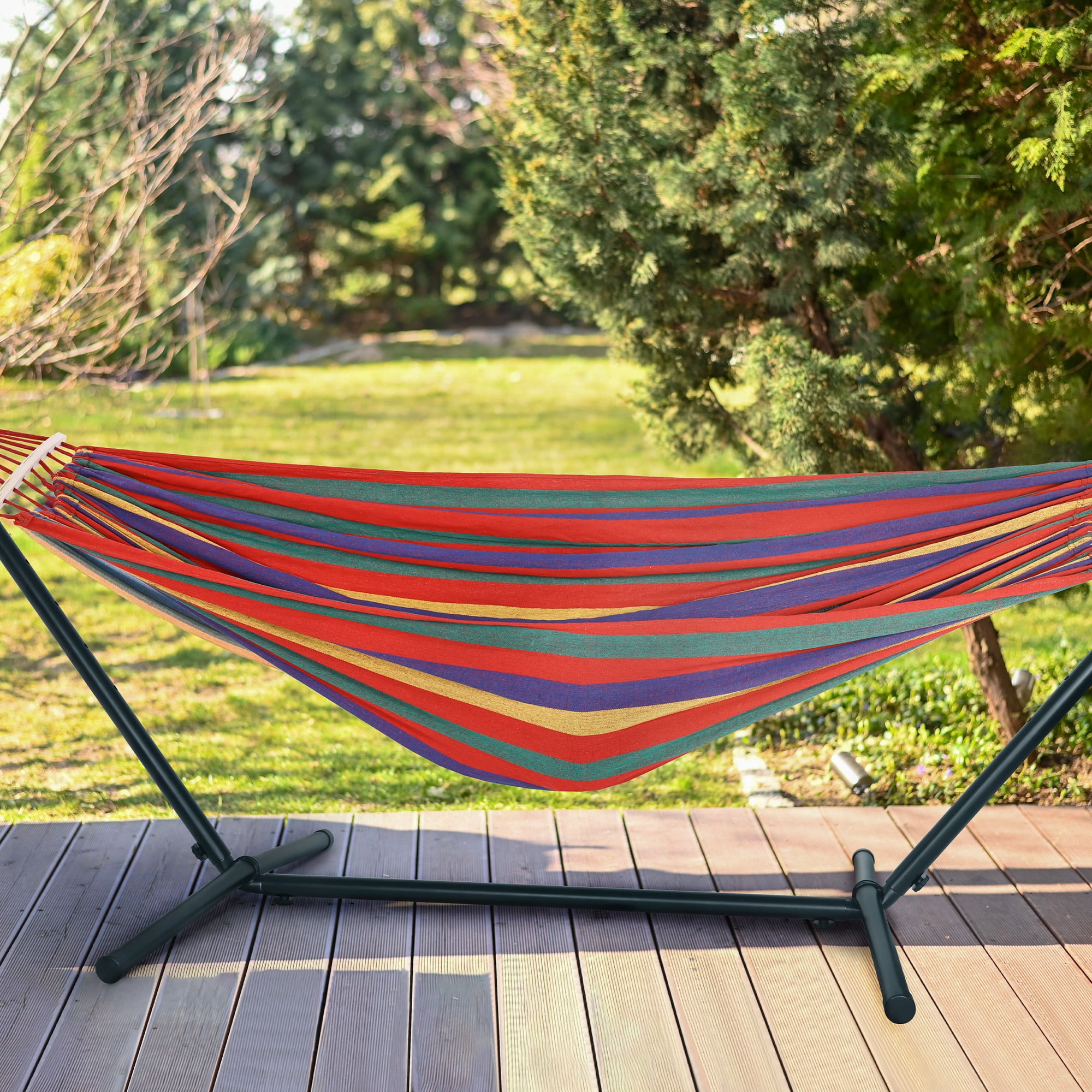 INTRTLOCKINGING TILES Adjustable Hammock Stand, 9 FT Heavy-Duty Steel Frame, 450 LB Capacity, Non-Slip Feet for Indoor and Outdoor Use