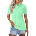 thumbnail image 2 of Women's Golf Tennis Polo Shirts Short Sleeve Collared Button Down Moisture Wicking Tops Lightweight Breathable Summer Casual Shirts, #03 Mint Green, XXL, 2 of 6