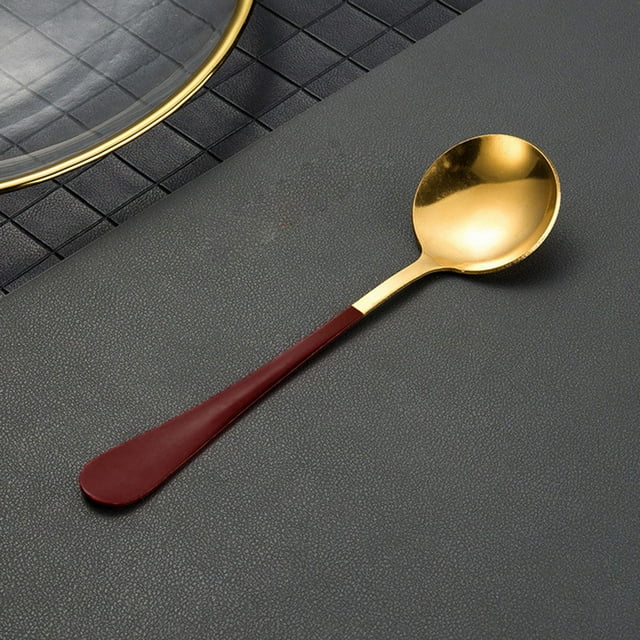 Tableware Stainless Steel Spoon Small Round Coffee Stirring Spoon Gold Tone Classic Design for Everyday Dining and Kitchen Use