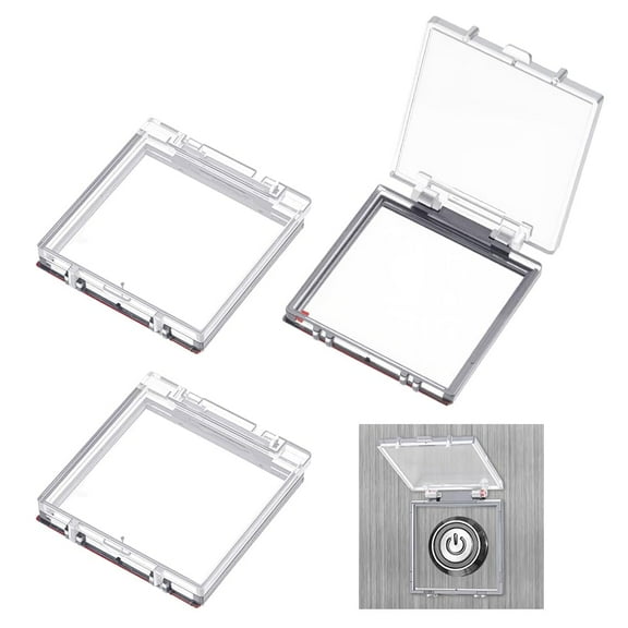 3pcs Plastic Push Button Switch Protector Cover Square Clear 54.5x48.5x8mm