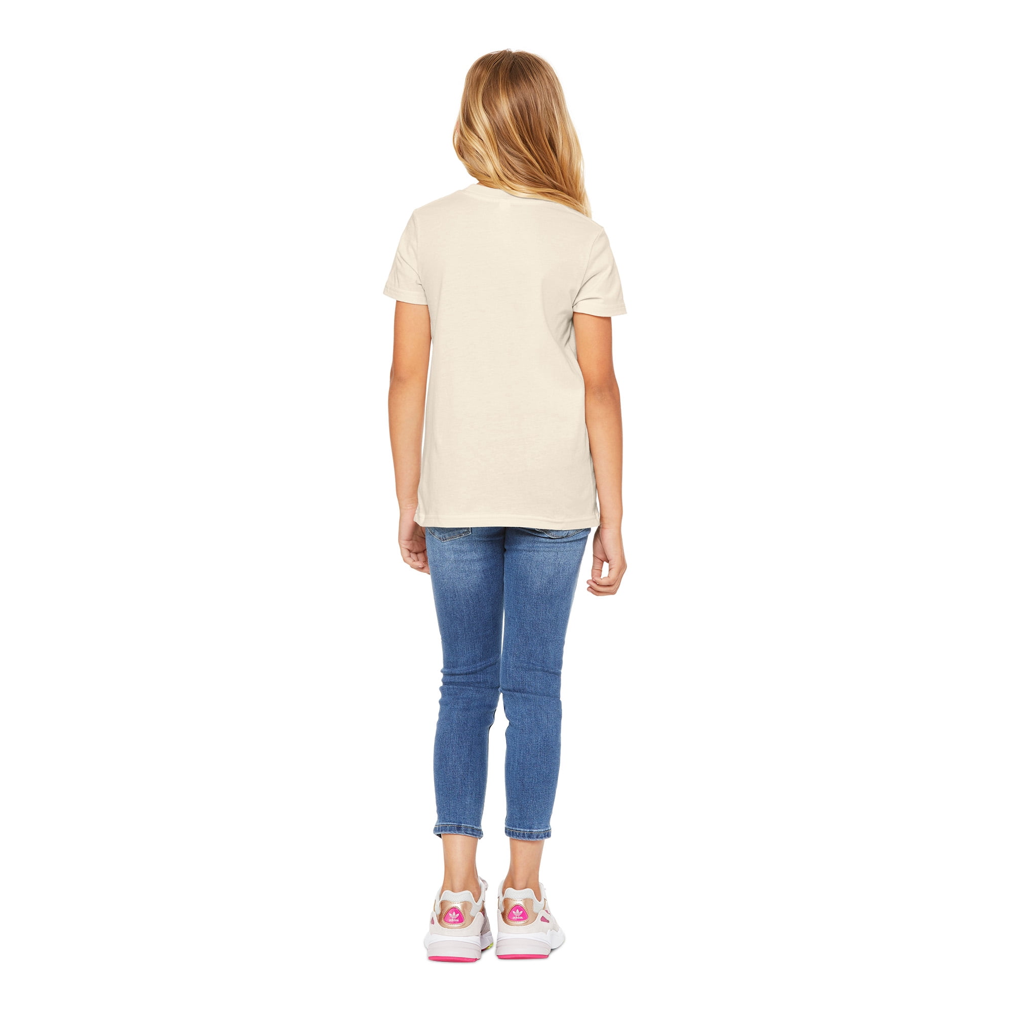 BELLA+CANVAS Youth Unisex Short Sleeve Crew Neck T-Shirt for Crafting, Natural, Youth Small