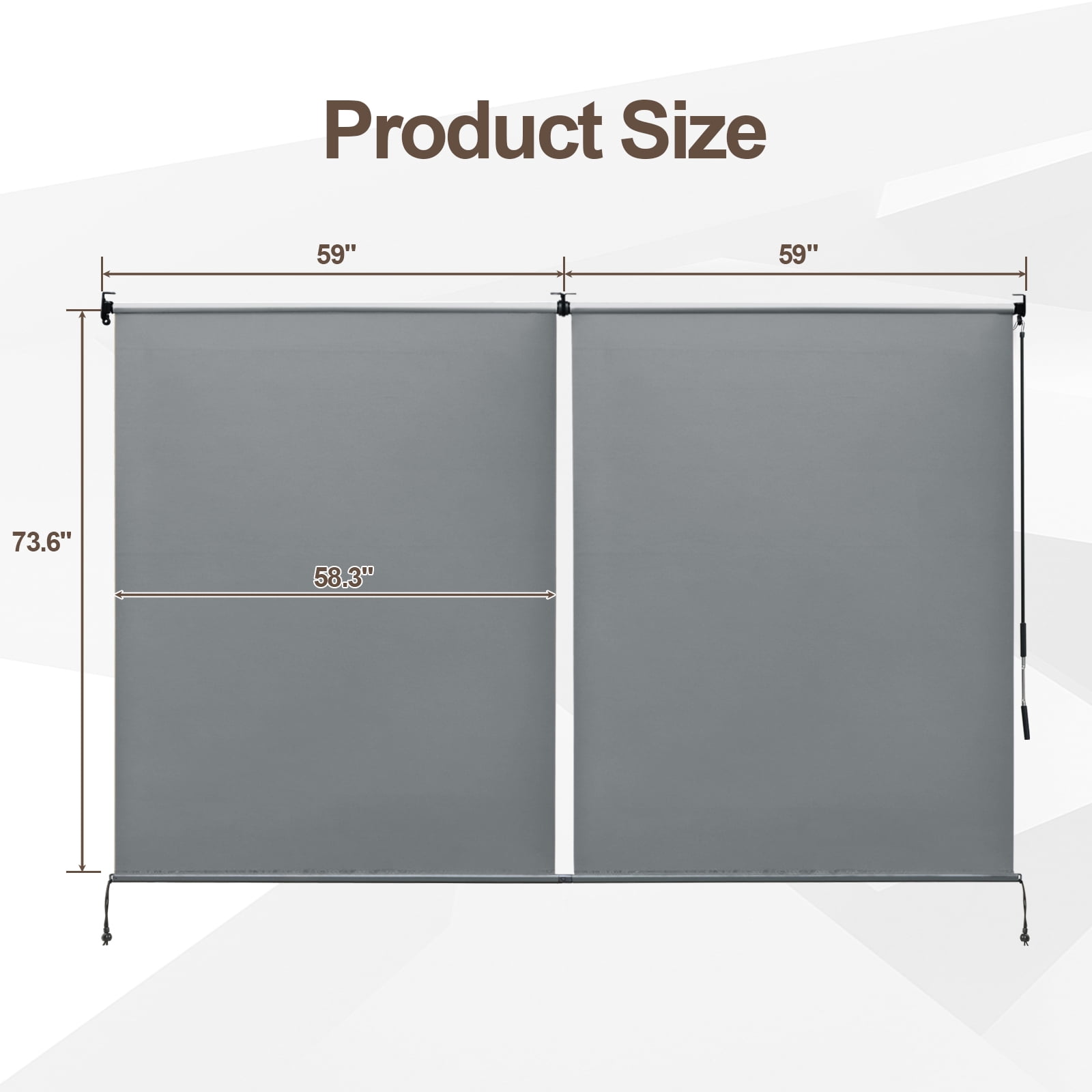 Aoodor 4.8x6 FT Aluminum Pergola Roller Shade - Cordless Gazebo Curtain, 2-Pack for Outdoor Pergola or Gazebo, Grey