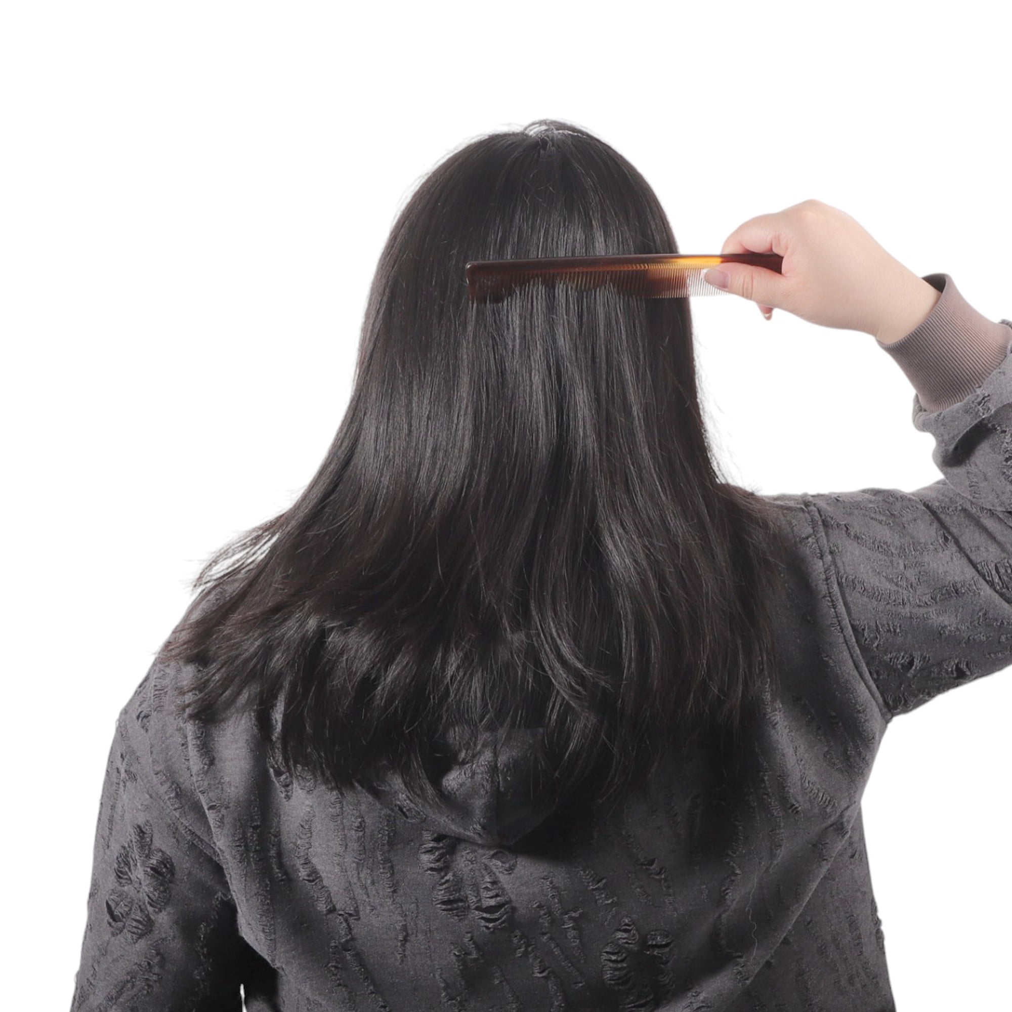 Unique Bargains One Piece Women Durable Two Color Flat Comb for Curly Hair Amber