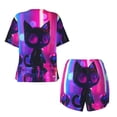 thumbnail image 5 of Picia Neon Toy Cat Reflections Pajamas Sets for Women Soft Short-Sleeved Pjs with Lounge Shorts Two Piece Sleepwear-XX-Large, 5 of 9