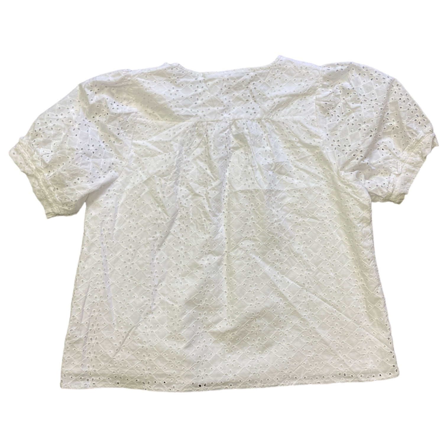 Draper James Women's Short Puff Sleeve Heidi V Neck Top (White - Technical View