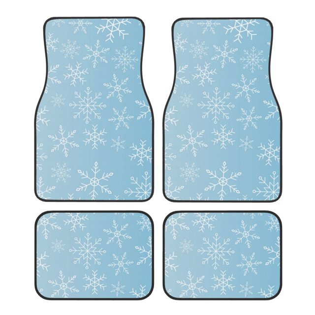 Balery Snowflake Snowing Juego de 4 Alfombrillas para Auto, Revestimientos de Caucho Resistente, Diseño Antideslizante