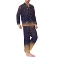 thumbnail image 2 of Naloa Gold Black Glitter Men’s Pajamas Set - Long Sleeve Button Down Sleep Shirt and Pajama Bottoms Sleepwear Set-X-Large, 2 of 7