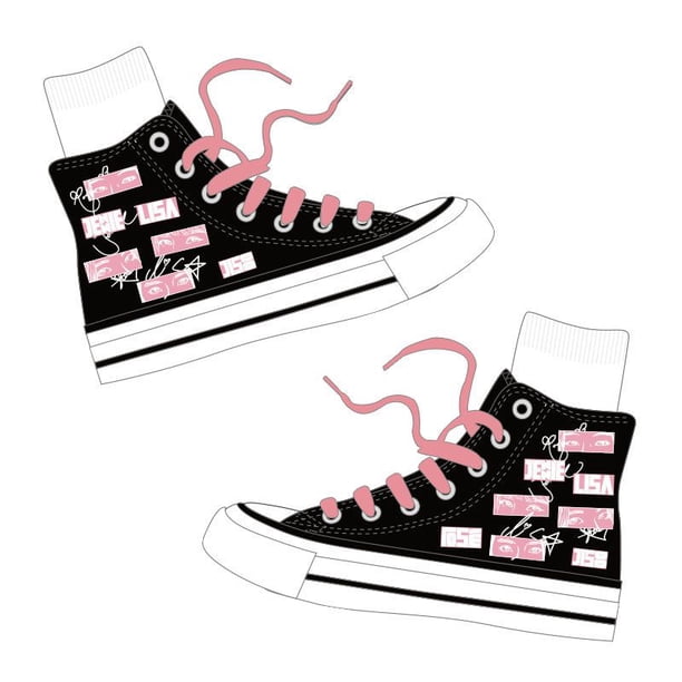 Korean Girl Group Idol Accessories Zapatos de lona negros Zapatillas altas rosas para Fan Support Lisa JISOO JENNIE ROSÉ136 Deng Xun unisex