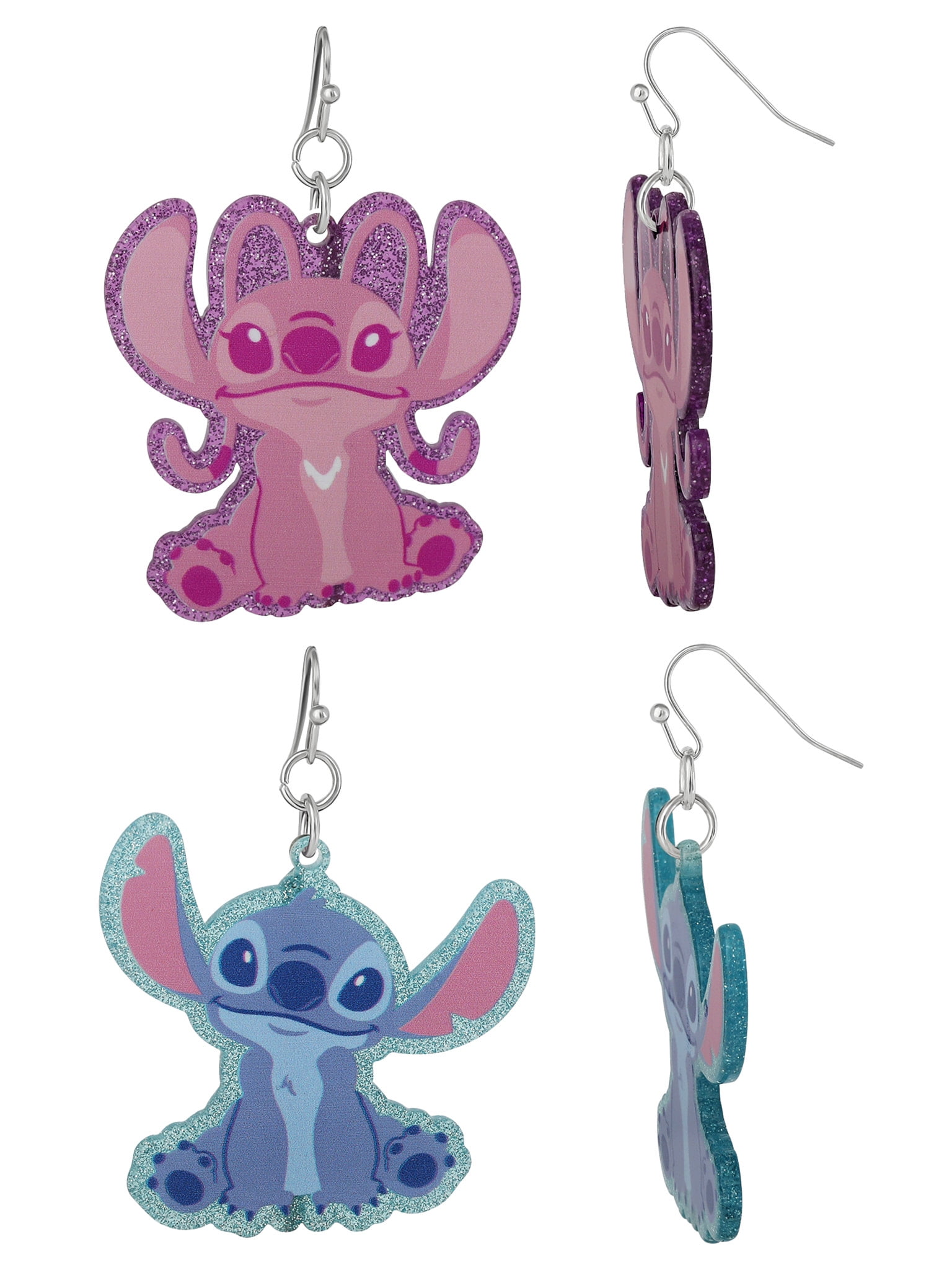 Disney Girls/Tween Stitch and Angel Acrylic Dangle Earring Set, 2 Pairs