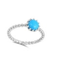 thumbnail image 4 of CHOOSE YOUR COLOR Simulated Turquoise Solitaire Ring .925 Sterling Silver Ball Bead Band Blue CZ Female Size 10, 4 of 4