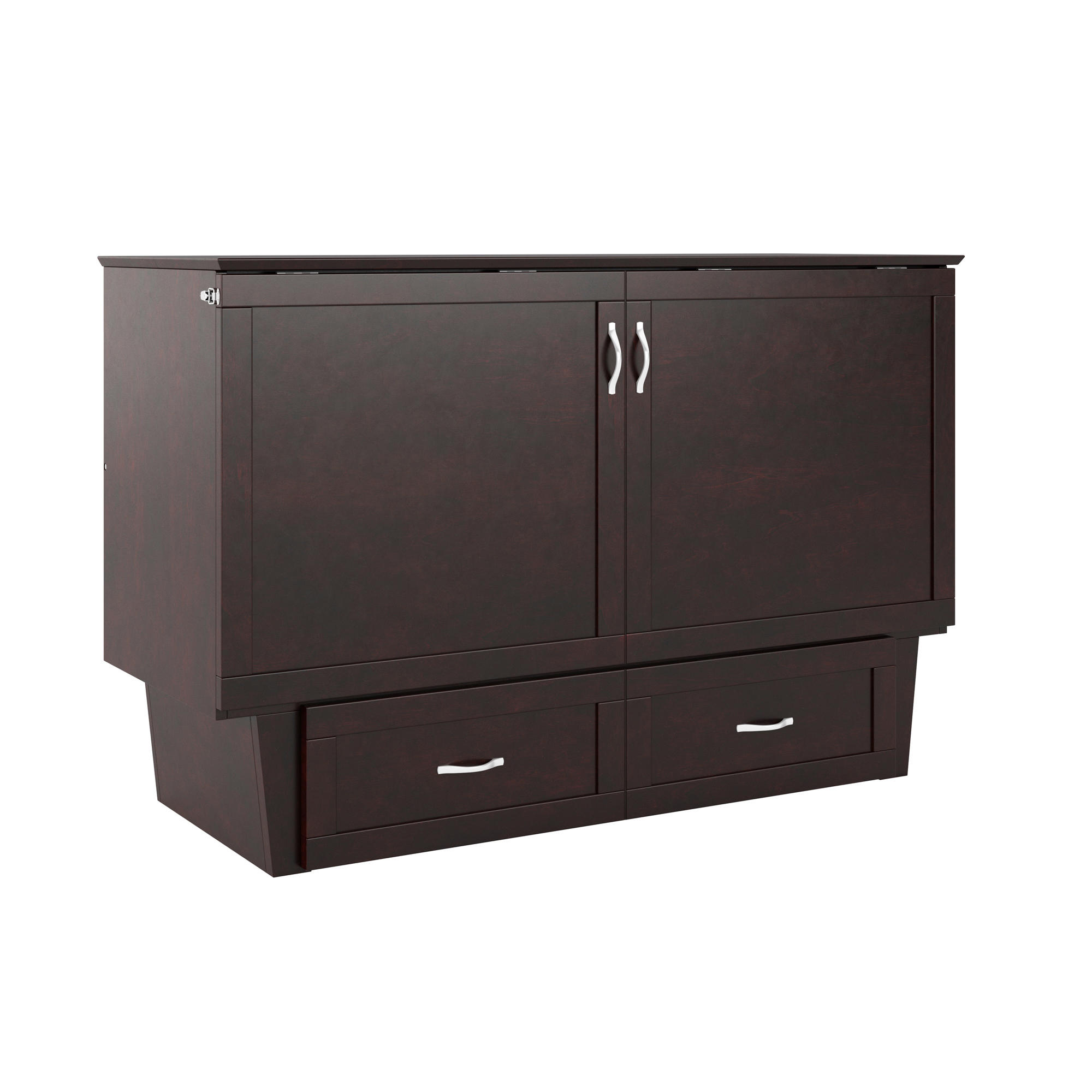 AFI Chelsea Queen Murphy Bed Chest with Mattress, Storage & Built-in Charging, Espresso