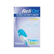 ReliOn Single-Use 2-In-1 Lancing Device for Normal Skin, 25G Needle, 50 Count
