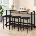 thumbnail image 2 of 4 Pieces Dining Table Set, Extra Long Bar Table Set with 3 Upholstered Stools, Kitchen Tables Set for Small Spaces, Breakfast Nook, Dining Room, Restaurant, White, 2 of 10