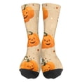 thumbnail image 2 of Voska Pumpkin Bat Patterns Stretch Mid-Calf Socks - Designed specifically for running, stylish and breathable for training. Khaki One Size, 2 of 6
