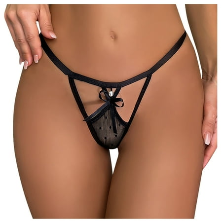 

EHTMSAK Women s Hollow Out G String Thong Briefs Soft Low Rise Panties Black S