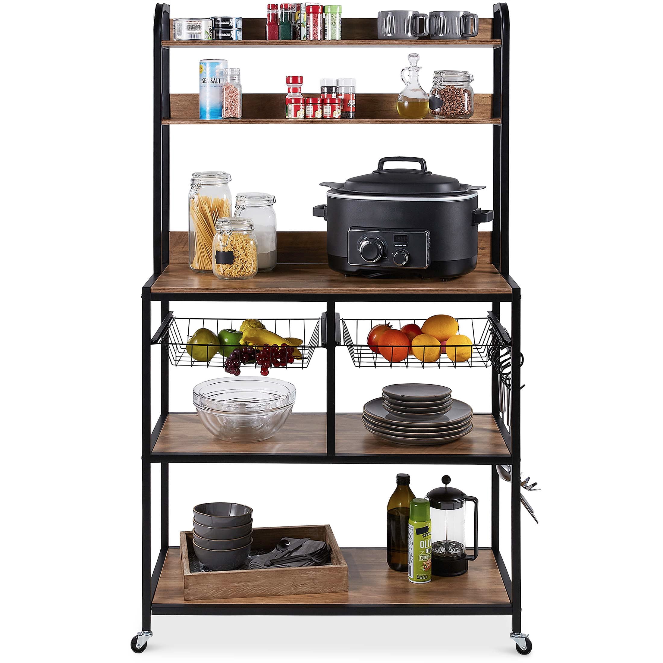 Best Choice Products 67in CounterHeight Baker's Rack w/ Locking Wheels