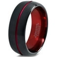 thumbnail image 1 of P. Manoukian Tungsten Wedding Band Ring 8mm for Men Women Red Black Domed Brushed Polished Lifetime Guarantee Size 9, 1 of 4