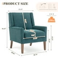 thumbnail image 3 of EOP Modern Oversized Accent Chairs Set of 2, Upholstered Fabric Reading Armchairs, Living Room Chairs with Wood Legs, Single Sofa Chairs for Living Room, Bedroom, Office, Teal, 3 of 7