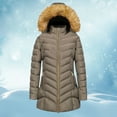 thumbnail image 2 of iHPH7 Long Puffer Coat Women Winter Outfits for Women Long Winter Coats for Women Winter Jackets for Women Thick Winter Coats for Women's Outerwear Winter Parka for Women Khaki XXL, 2 of 8