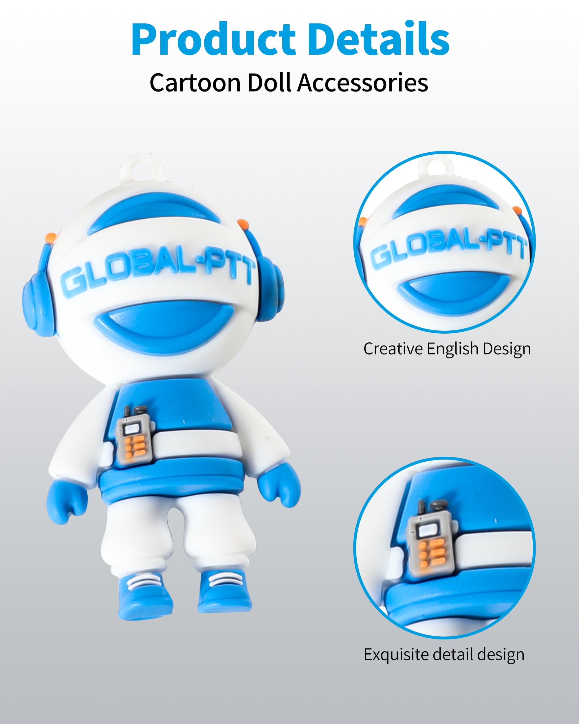 Global-PTT 2-Pack Lanyard for Mobile Walkie Talkie Two-Way Radios Case with Silicone Cartoon Figures – Durable Plastic Strap Perfect for Keys, Cameras Flashlights and More
