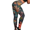 thumbnail image 4 of DISNIMO Tropical Leaves Printed High Waisted Yoga Pants Tummy Control, Stretch Women's Workout Leggings&nbsp;Breathable Yoga Pants Leggings for Workout Sport, Multicolor, M, 4 of 6