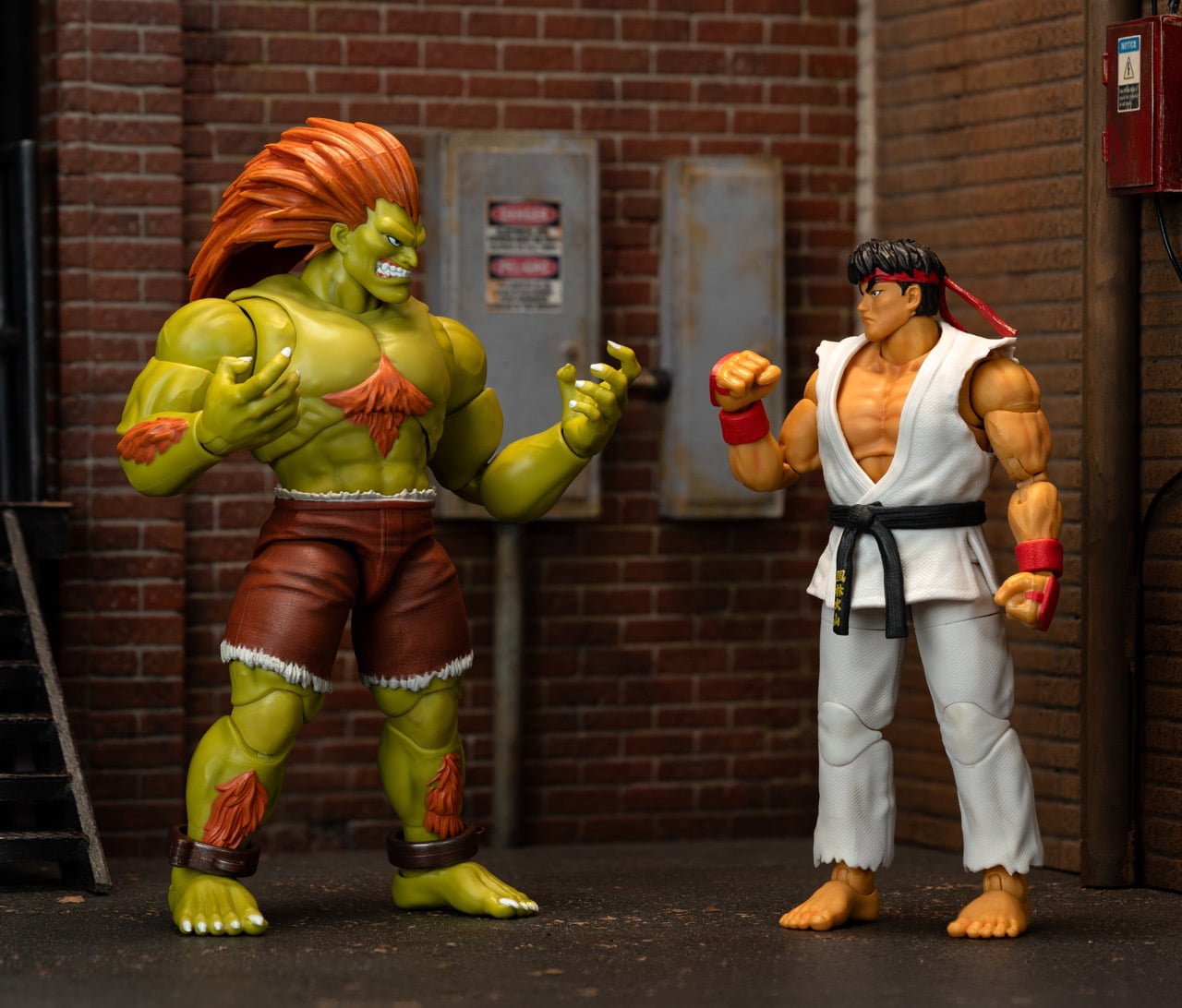 Street Fighter II Blanka Deluxe Action Figure by Jada Toys - 1:12 Scale, Highly Articulated, Interchangeable Hands & Head, Electric Thunder Accessory - 7" Tall, Video Game Collectible